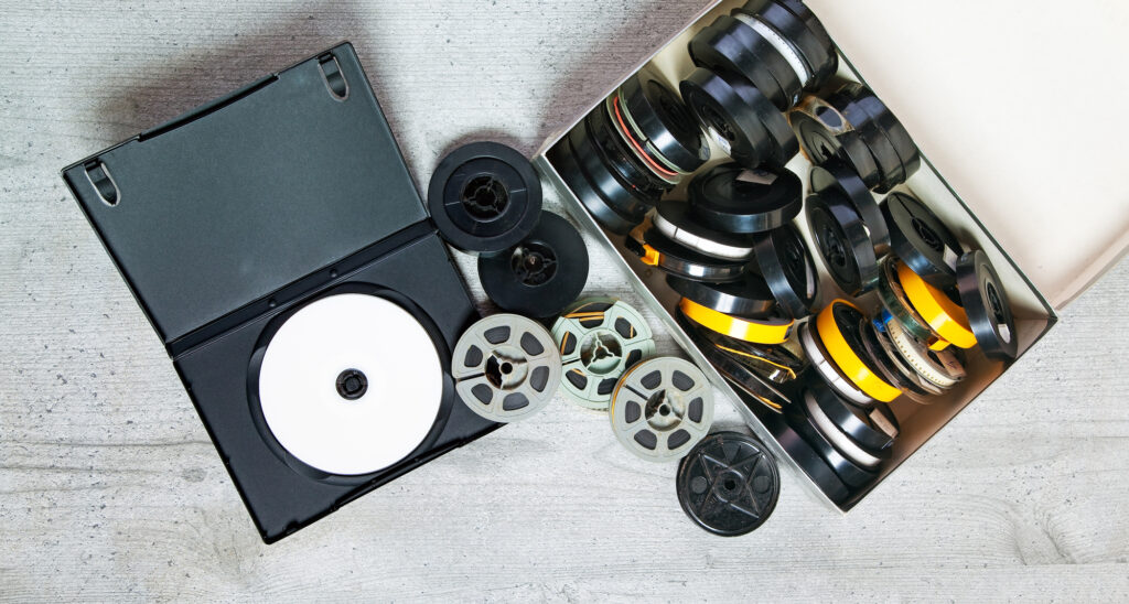 Vintage Home Movie Film Reel And Can Stock Photo - Download Image