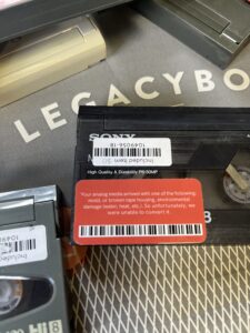 Hi-8 tapes returned to me from Legacybox